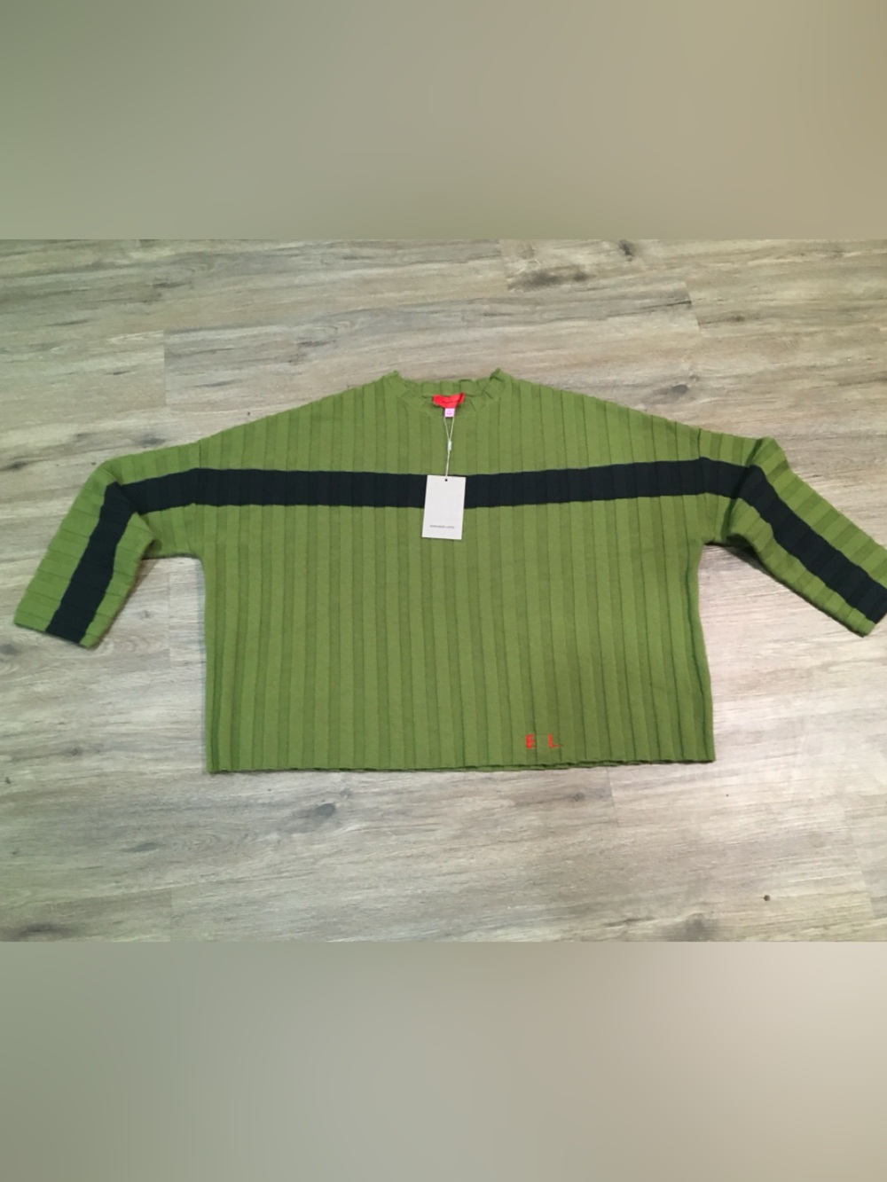 Eckhaus Latta Green Keyboard Sweater with Black Stripe